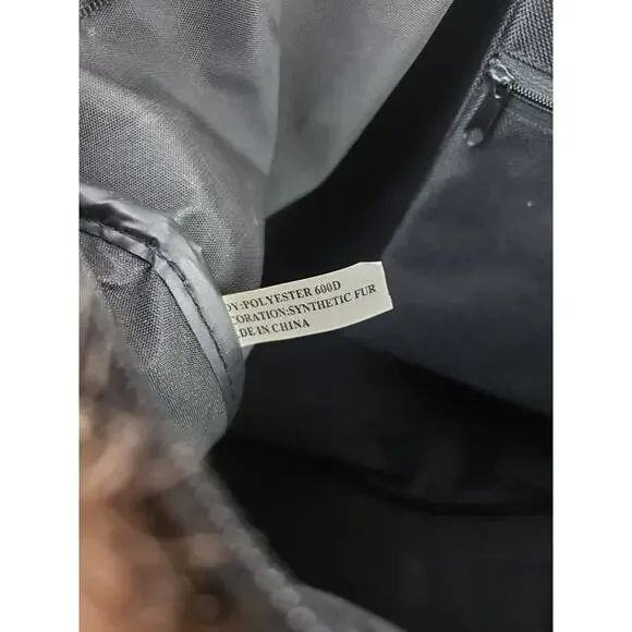 Murval Paris Black Faux Fur Tote Bag Women's Purse Monogram RSL - Picture 12 of 12